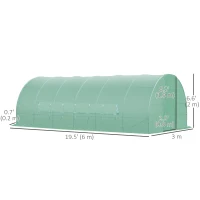 Outsunny 20x10x6.6ft Heavy Duty Outdoor Walk-in Tunnel Greenhouse Portable Garden Planting Warm House with PE Cover Green(m-3)