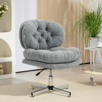 HOMCOM Computer Desk Chair, Armless Office Chair with Wide Padded Seat and Adjustable Height, Grey(m-1)