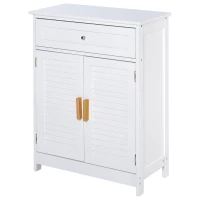 Kleankin  Bathroom Storage Cabinet Freestanding with Double Shutter Door and Drawer Toilet Vanity Cabinet  Narrow Organizer  White(m-2)