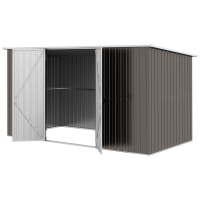 Outsunny 11.2' x 5.6' Storage Shed w/ Lockable Door, Galvanized Metal Utility Outdoor Shed for Backyard, Bike, Patio, Light Gray