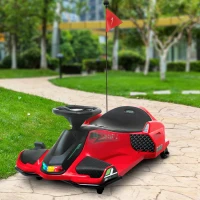 Aosom 12V Electric Drifting Go Kart w/ Slow Start, Music, Lights, Red(m-10)