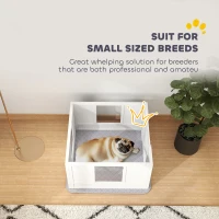 PawHut Whelping Box for Dogs with Whelping Pad, Adjustable Entrance, Non-slip Foot Pads, for Small Dogs, White(m-8)