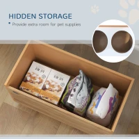 PawHut Elevated Dog Bowls with Slow Feeder Dog Bowl, Stainless Steel Food Water Bowl, Storage for Large Sized Dog, Oak(m-6)
