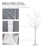 Outsunny 5FT Garden Birch Tree Light with 58 Warm LEDs and 8 Light Modes, DIY Artificial Tree Lamp for Outdoor and Indoor Birthday Wedding Party(m-4)