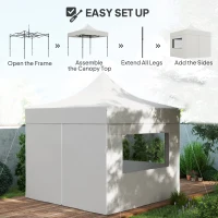 Outsunny 10' x 10' Pop Up Canopy Tent with Sidewalls, Instant Sun Shelter, Height Adjustable, with Wheeled Bag and Sand Bags(m-4)