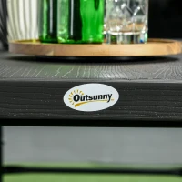 Outsunny Folding Picnic Table with 2 Benches, 3-Piece Portable Outdoor Picnic Table Bench Set for 4, Patio Dining Table Set with Plastic Top, Steel Frame for Garden, Dark Grey(m-9)