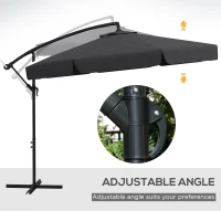Outsunny 11 FT Cantilever Patio Umbrella Offset Parasol with Cross Base and 8 Ribs for Garden, Black(m-5)