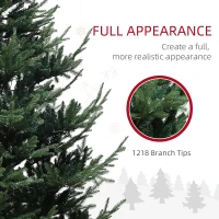 HOMCOM 7.5 ft Artificial Christmas Tree, Prelit Christmas Tree with 300 LED Lights, 1218 Branch Tips and Wide Metal Base, Green(m-6)