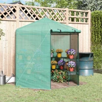 Outsunny Walk-in Greenhouse Outdoor 3 Tier 10 Shelf Warm House Garden Hexagonal Hot House with Roll-Up Zipper Door & Steel Frame(m-10)