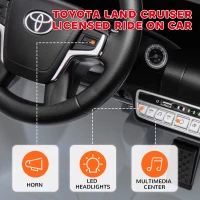 Qaba 12V Toyota LAND CRUISER Licensed Kids Car w/ Remote Control, Four Wheel Spring Suspension, Soft Start, LED Light, Grey(m-4)