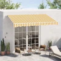 Outsunny 10' x 8' Manual Retractable Awning, Sun Shade Shelter Canopy, with Aluminum Frame and UV Protection for Patio Deck Yard Window Door, Orange(m-8)