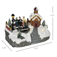 HOMCOM Christmas Village, Choir Animated Winter Wonderland Set with Multicolored LED Light, Battery Operated Christmas Decoration(m-3)