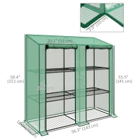 Outsunny Portable Mini Greenhouse Green House with 3 Tier Shelves, Reinforced PE Cover, Roll-up Doors, 56.3" x 18.1" x 59.4"(m-3)