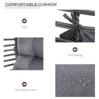 Outsunny Patio Wicker Egg Chair w/ Soft Cushion, Teardrop Cuddle Seat, Outdoor / Indoor Patio Chair, PE Plastic Rattan Furniture with Adjustable Height Feet Pads, Gray(m-5)