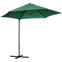 Outsunny 8.5FT Offset Patio Umbrella with 360° Rotation, Outdoor Cantilever Roma Parasol Hanging Sun Shade Canopy Shelter with Cross Base, Green(m-11)