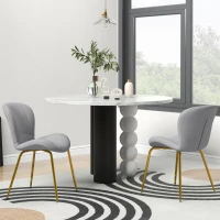 HOMCOM Dining Chairs Set of 2, Modern Accent Chair with Cushioned Backrest, Upholstery for Living Room, Grey(m-7)