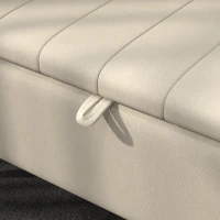 HOMCOM 40" Ottoman with Storage, Linen Upholstered Storage Ottoman Bench with Steel Legs for Living Room, Bedroom Cream White(m-10)