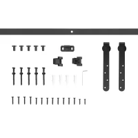 HOMCOM 6FT Antique Sliding Barn Wood Door Hardware Kit Cabinet Closet Hanger Set for Single Door Coffee(m-11)