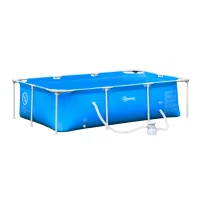 Outsunny 8.3ft x 5ft x 26in Frame Above Ground Swimming Pool Set with Filter Pump Filter Cartridge Reinforced Sidewalls Blue(m-2)
