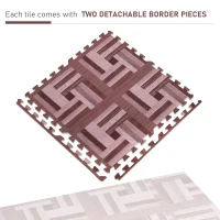HOMCOM Soft Wood Grain EVA Foam Interlocking Floor Mats 72 Square Feet Exercise Workout Mat Kid Play Mat 18pcs(m-6)