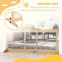 PawHut 41"-72" Wooden Freestanding Pet Gate with Support Feet, for Small Medium Dogs, Natural(m-5)