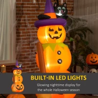 Outsunny 6' Cute Halloween Decoration Inflatable Pumpkin Man with Black Cat and Broom, Blow-Up LED Yard Display Indoor Outdoor for Garden, Lawn, Party, Holiday(m-5)
