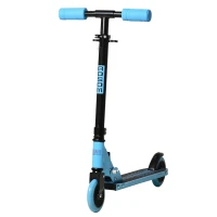 Aosom Aluminum Kids Kick Scooter Foldable Teens Ride On Toy with Adjustable Handlebar Rear Brake, Blue(m-11)