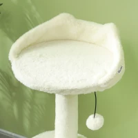 PawHut 31" Cat Tree Tower with Scratching Posts, Cat Condo, Beds, Platform and Toy Ball for Indoor Cats, Cream White(m-8)