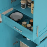 HOMCOM Modern Kitchen Pantry Freestanding Cabinet Cupboard with Doors and Drawer, Adjustable Shelving, Turquoise(m-8)