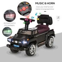 Aosom Kids Ride on Push Car, SUV Style Sliding Walking Car for Toddle with Horn, Music, Working Lights, Hidden Storage and Anti-dumping System, Black(m-4)