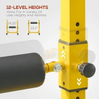 Soozier Bulgarian Split Squat Stand, Single Leg Squat Stand, 12-Level Adjustable Squat Roller for Lower Body Strength Training, Yellow(m-5)