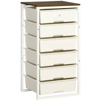 HOMCOM Dresser Storage Drawers with 6 Plastic Bins and Steel Frame, Crafting Bins for Living Room, Bedroom, White(m-1)
