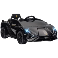 Aosom 12V Lamborghini SIAN Licensed Electric Car for kids with Remote Control, Horn, Music, & Headlights, Black(m-1)