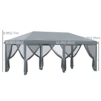 Outsunny 10' x 20' Pop Up Canopy Tent Gazebo with Removable Mesh Sidewall Netting, Carry Bag for Backyard Patio Outdoor, Grey(m-3)