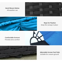 Outsunny 4-piece Round Sofa Bed, Outdoor Daybed with Retractable Canopy, PE Rattan Wicker Patio Lounge Chair(m-4)