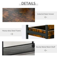 HOMCOM Industrial Kitchen Rolling Cart on Wheels, 4-Tier Utility Cart with Pull-out Open Shelves and Mesh Bottom, Microwave Stand for Dining & Living Room, Rustic Brown(m-6)