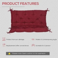 Outsunny Porch Swing Cushion Garden Bench Cushion with Backrest, Non-Slip 2-seater Soft Pad, Swing Chair Mat Replacement for Indoor and Outdoor, 39.4" x 38.6", Wine Red(m-5)