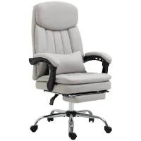 Vinsetto Executive Office Chair with Vibration Massage, Microfibre Swivel Desk Chair, Heated Reclining Computer Chair with Lumbar Support Pillow, Footrest, Light Gray(m-1)