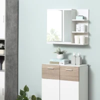 kleankin Bathroom Storage Cabinet with Mirror, Wall Mounted Medicine Cabinet with 3 Open Shelves and 2-tier Cupboard(m-8)