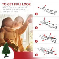 HOMCOM 2.5ft Tall Pre-Lit Douglas Fir Tabletop Artificial Christmas Tree with Realistic Branches, Fiber Optic LED Lights and 85 Tips, Green(m-7)