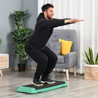 Soozier 43" Adjustable Aerobic Platform Stepper 3 Level with Risers 4” 6” 8” Cardio Fitness Trainer Workout Step Home Gym Exercise, Black Green(m-8)