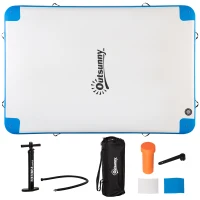 Outsunny 10 x 7ft Water Inflatable Floating Dock, Inflatable Platform Island, Large Floating Mat Raft with Air Pump & Backpack, for Pool, Beach, Ocean, White(m-11)