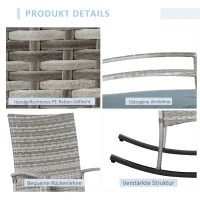 Outsunny Outdoor PE Rattan Rocking Chair, Garden Glider Rocking Chair, Wicker Patio Chair Set with Armrest and Cushion, Grey(m-6)