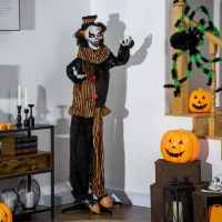 Outsunny 67" Life Size Outdoor Halloween Decorations Talking Circus Clown, Animatronic Animated Prop, Decor with Sound and Motion Activated Light Up Eyes, Laughter(m-9)