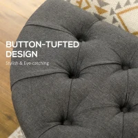 HOMCOM Vintage Semi-Circle End of Bed Bench, Upholstered Bedroom Entryway Bench with Tufted Linen-Touch Fabric with Rubberwood Legs, Gray(m-6)