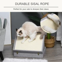 PawHut Cat House Foldable 2 In 1 Design Condo Pet Bed with Removable Washable Cushions Scratching Pad, Grey(m-6)