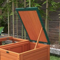 PawHut Outdoor Rabbit Cage Wooden Rabbit Hutch with Double Main House, Openable Tops, Asphalt Roofs for 1-2 Rabbits, Orange(m-10)