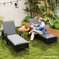 Outsunny Foldable Chaise Lounge Cushion Set of 2, Outdoor Lounge Chair Cushion Set, UPF50+ 200gsm Fabric, 76" x 23", Gray(m-8)