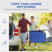Outsunny 2PCS Adjustable Outdoor Lounge Chair, Garden Folding Chaise Lounge with Face Hole Reclining Tanning Chair Seat, Folding Camping Beach Lounging Bed w/ Head Support Blue(m-9)
