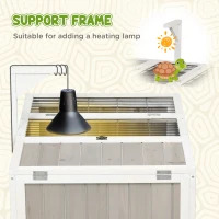 PawHut Wooden Tortoise Habitat with Openable Top, Run Cage, Two Rooms, Grey(m-5)